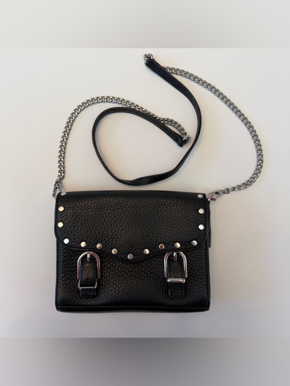 Rebecca Minkoff Studded Black Leather with Chain Crossbody